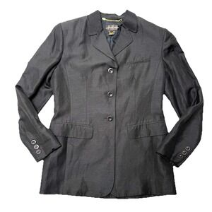 Classiques Entier Blazer Womens‎ Sz 6 Black Linen Silk Office Corpcore Boardroom